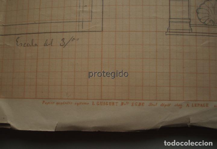 Arte: ARQUITECTURA. DIBUJO ORIGINAL. EDIFICIO FUNERARIO. AUTOR Y EDIFICIO POR IDENTIFICAR. - Foto 10