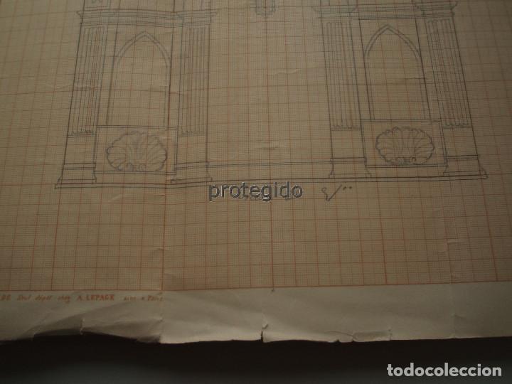 Arte: ARQUITECTURA. DIBUJO ORIGINAL. EDIFICIO FUNERARIO. AUTOR Y EDIFICIO POR IDENTIFICAR. - Foto 11