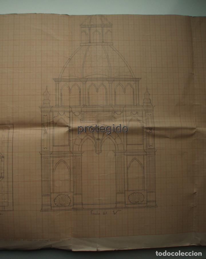 Arte: ARQUITECTURA. DIBUJO ORIGINAL. EDIFICIO FUNERARIO. AUTOR Y EDIFICIO POR IDENTIFICAR. - Foto 13