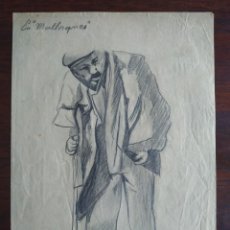 Arte: ILUSTRACION ARTISTA DESCONOCIDO DE BAIX LLOBREGAT, TITULO, “EN MALLORQUES” FIRMADA EL AÑO 1946. 
