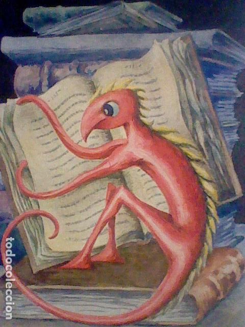 Art: ILUSTRACION MONSTRUO ROBOT ORIGINAL PINTADA CREO ACUARELA Y TINTA EPIOLEK PRECIOSA CURIOSA