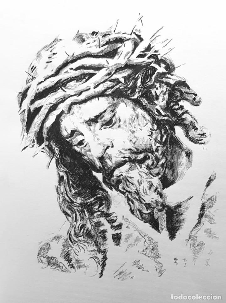 Arte: Dibujo a cretas y grafito de Jes&uacute;s del Gran Poder de Sevilla - Foto 1