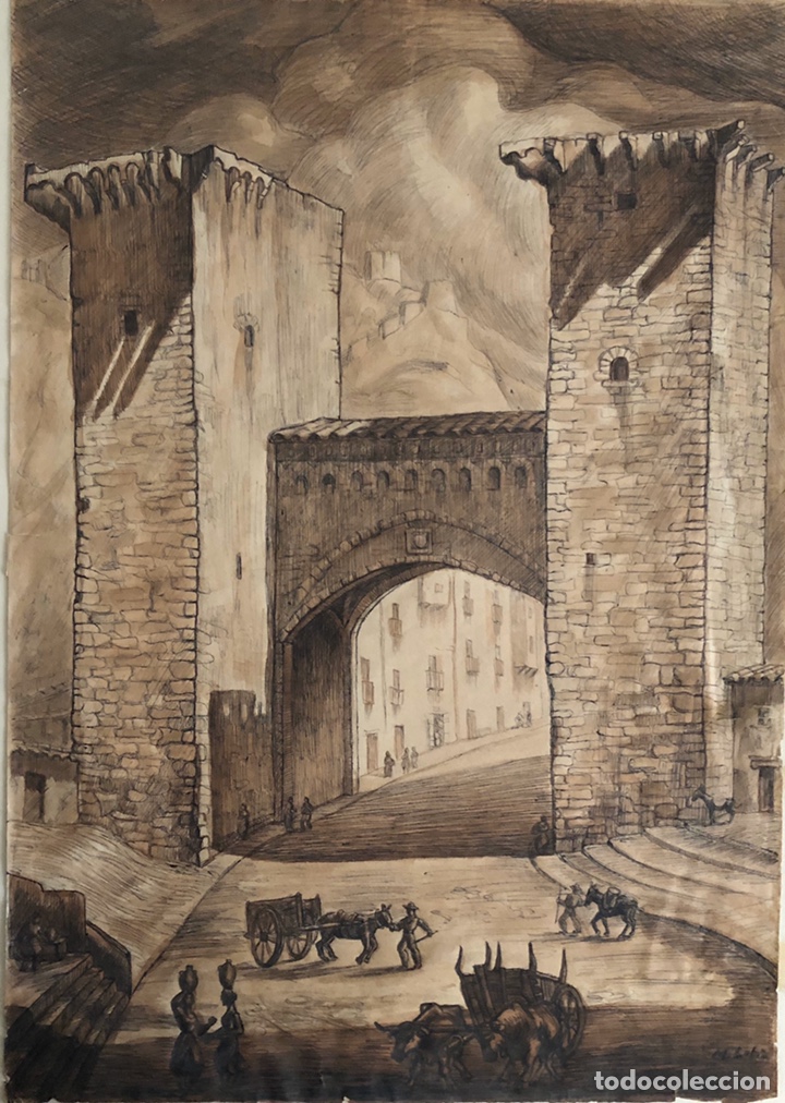 Arte: Manuel Lahoz-Impresionante dibujo carboncillo.Daroca.