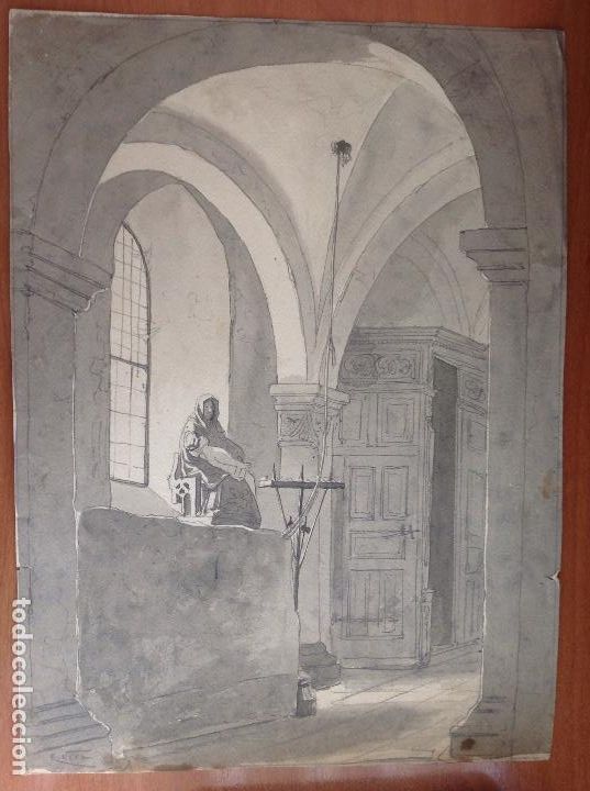 Arte: Enrique Vera. Interior de iglesia. - Foto 1