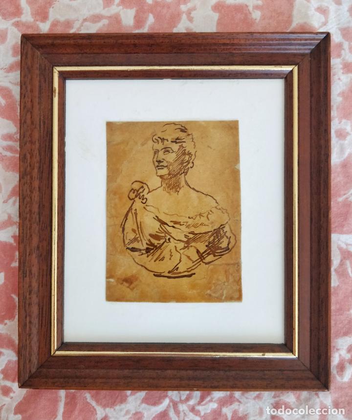 Arte: Exquisito Retrato de una dama original, tinta sobre papel finales del siglo XVIII. Gran calidad - Foto 1 - 203258435