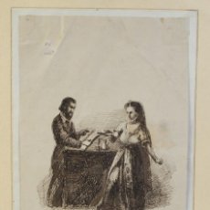 Arte: LEONARDO ALENZA (1807-1845) DIBUJO A PLUMILLA ESCENA COSTUMBRISTA FIRMADO. Lote 204466508