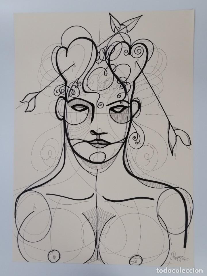 Kunst: SIN T&Iacute;TULO . T&Eacute;CNICA TINTA. DIBUJO ORIGINAL RAPOSO 2007, 65x47 cm.