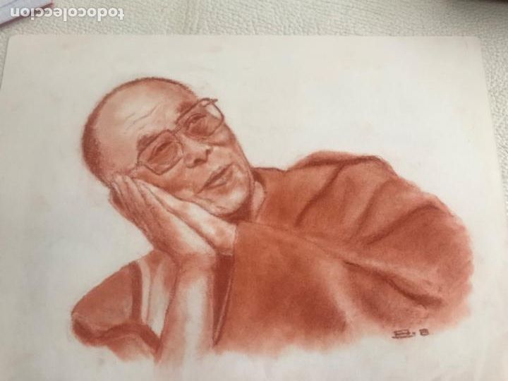Arte: DIBUJO- SANGUINA. RETRATO DE DALAI LAMA.