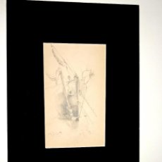 Arte: DIBUJO A LAPIZ- BARCO- FIRMADO J.BOCQET - FECHA 27 DE JUNIO 1898. Lote 210520211