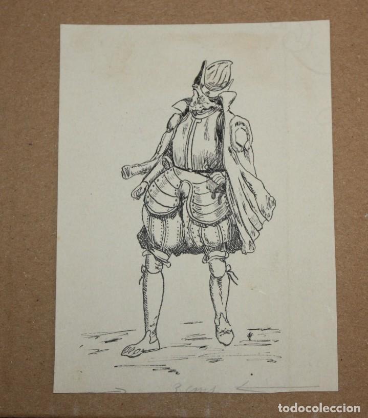 Arte: ANONIMO. DIBUJO A TINTA. CABALLERO - Foto 1