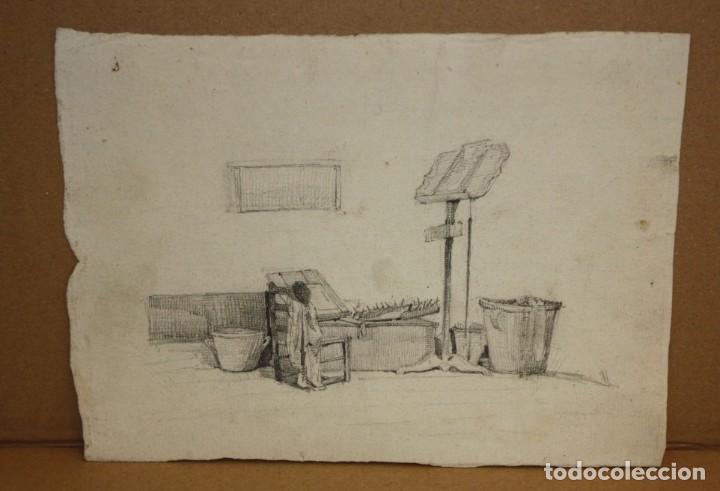 Arte: ANONIMO. DIBUJO A L&Aacute;PIZ. INTERIOR - Foto 1