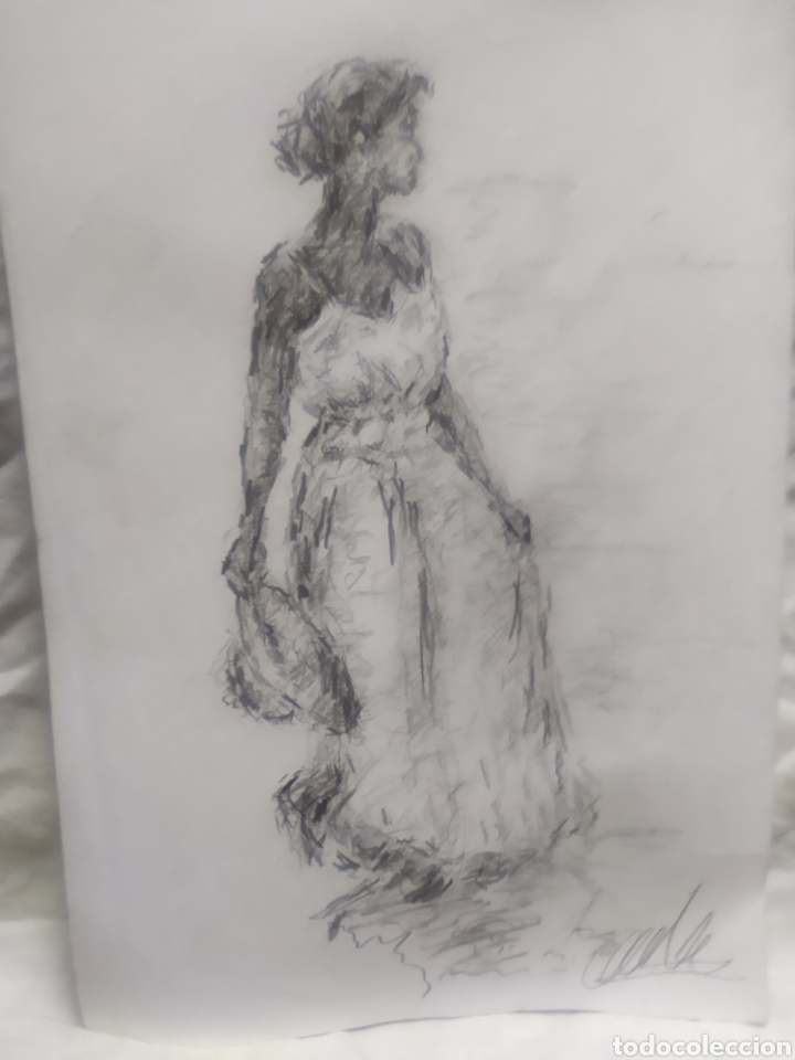 Arte: Mujer junto al mar (original) - Foto 1