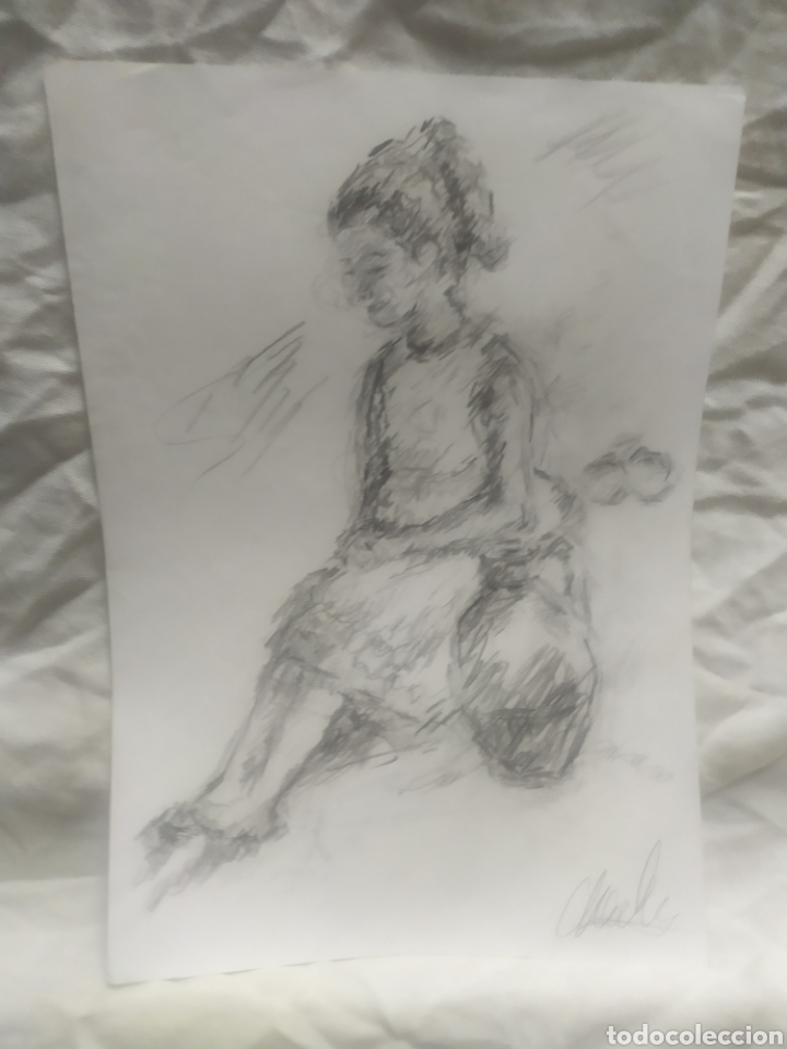 Arte: Ni&ntilde;a sentada (original) - Foto 3