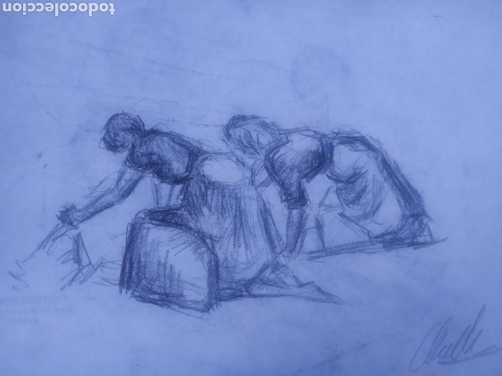 Arte: Haciendo la colada /ni&ntilde;os jugando (original) - Foto 1