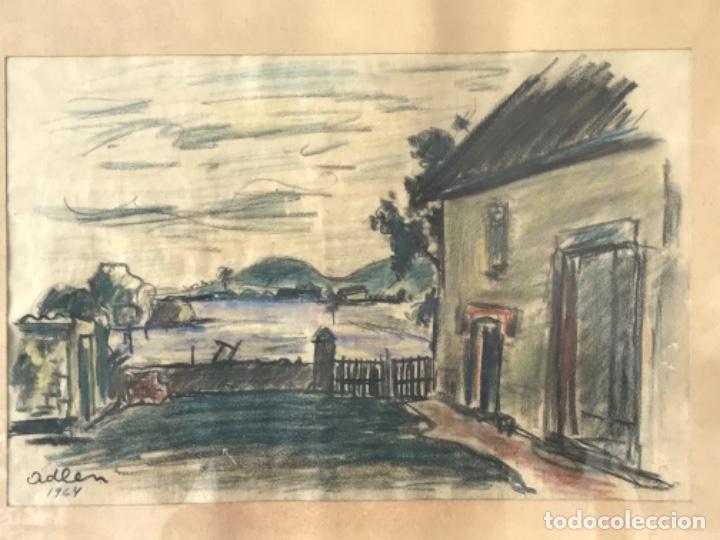 Arte: PAISAJE T&Eacute;CNICA MIXTA FIRMADO ADLER 1964.