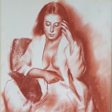 Arte: DAMA EN SANGUINA POR DOMINGO ÁLVAREZ GÓMEZ (BARCELONA 1942). Lote 231366220