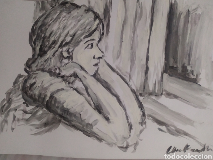 Arte: Chica junto a la ventana (original) - Foto 1