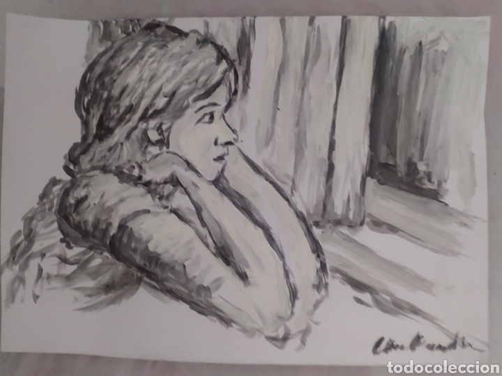 Arte: Chica junto a la ventana (original) - Foto 3