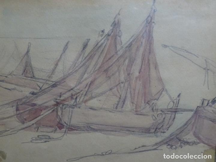 Arte: ANTIGUO DIBUJO ACUARELADO AN&Oacute;NIMO. - Foto 3