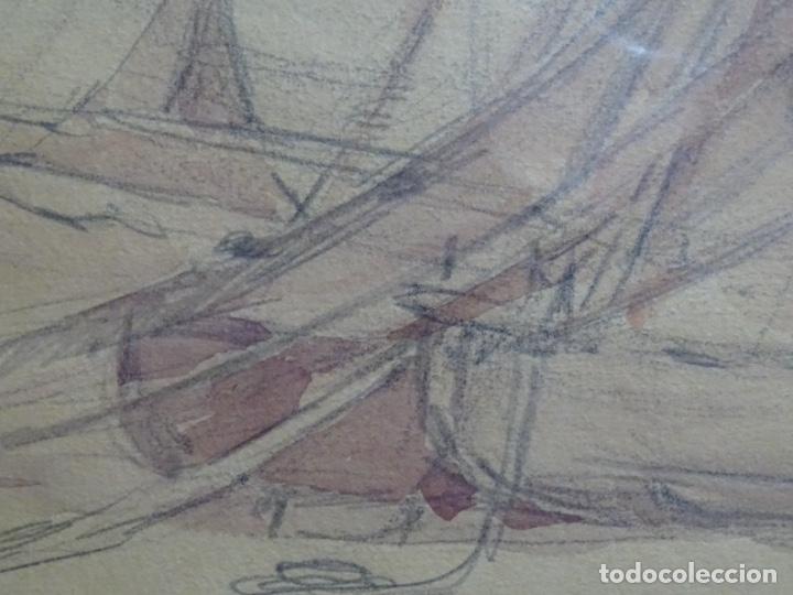 Arte: ANTIGUO DIBUJO ACUARELADO AN&Oacute;NIMO. - Foto 5