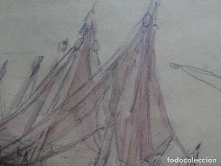 Arte: ANTIGUO DIBUJO ACUARELADO AN&Oacute;NIMO. - Foto 6