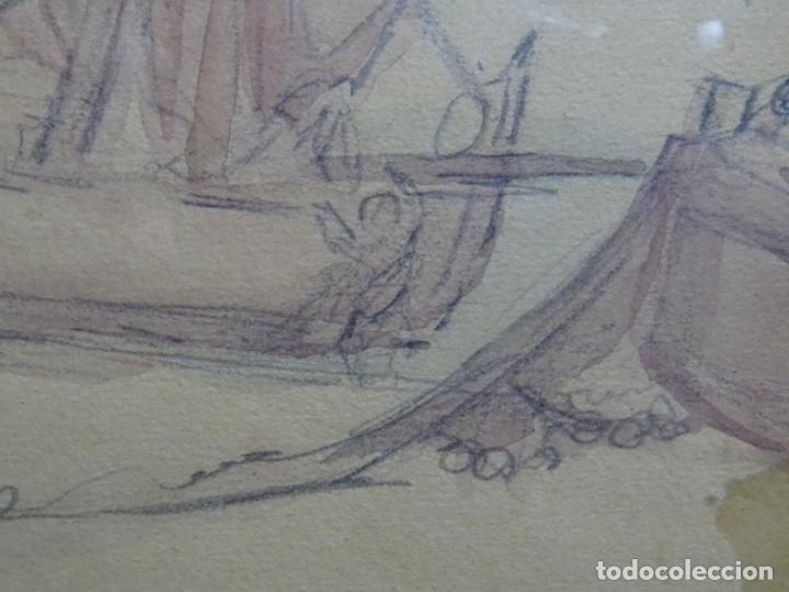 Arte: ANTIGUO DIBUJO ACUARELADO AN&Oacute;NIMO. - Foto 7