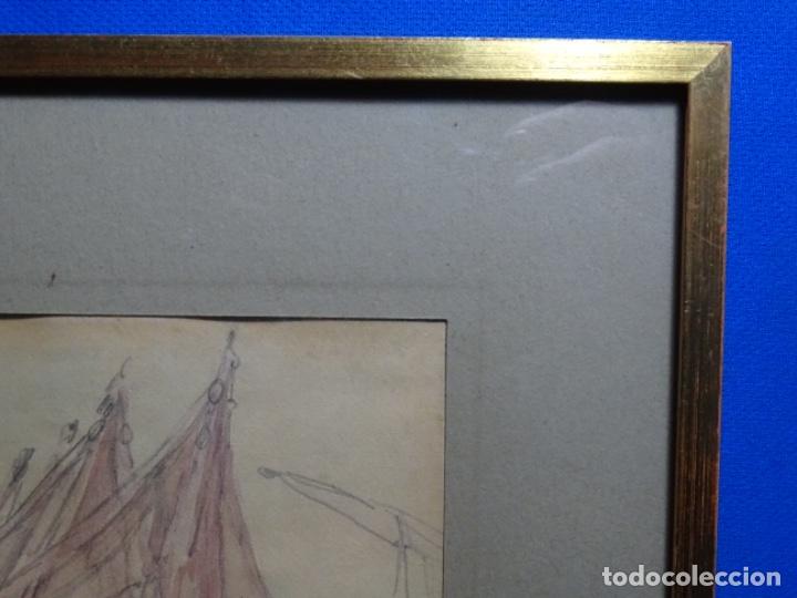 Arte: ANTIGUO DIBUJO ACUARELADO AN&Oacute;NIMO. - Foto 8