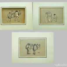Arte: TRES REPRODUCCIONES DE ISIDRE NONELL (BARCELONA, 1872 - 1911) SOBRE PAPEL PEGADO A PASPARTÚ.. Lote 259221950