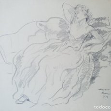 Arte: DIBUJO SOBRE PAPEL DE ANTONI RIBA BRACONS, RETRATO MUJER DE 1946. Lote 262487640