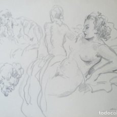 Arte: DIBUJO SOBRE PAPEL DE ANTONI RIBA BRACONS DE 1947 - DESNUDO FEMENINO. Lote 262487780