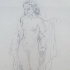 Arte: DIBUJO SOBRE PAPEL DE ANTONI RIBA BRACONS DE 1951 - DESNUDO FEMENINO. Lote 262488245