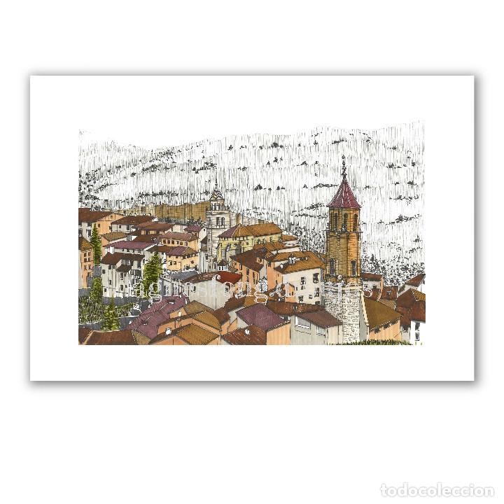 Arte: REPRODUCCI&Oacute;N Pueblo de Albarrac&iacute;n. Por AGNES FONG. Papel de acuarela 230grs 24x33cm. Firmada por aut