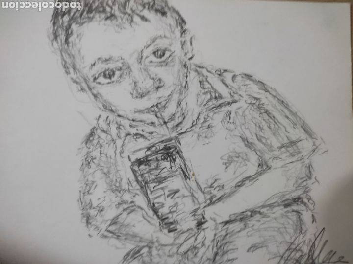 Arte: Ni&ntilde;o tomando zumo (original ) - Foto 2