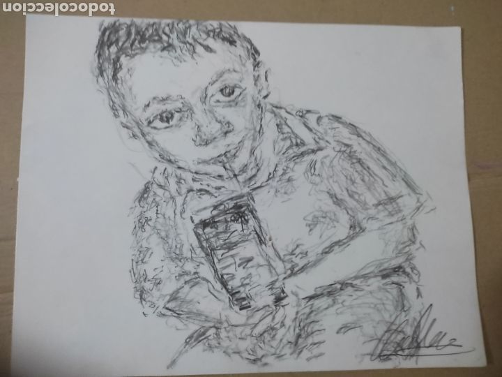 Arte: Ni&ntilde;o tomando zumo (original ) - Foto 3