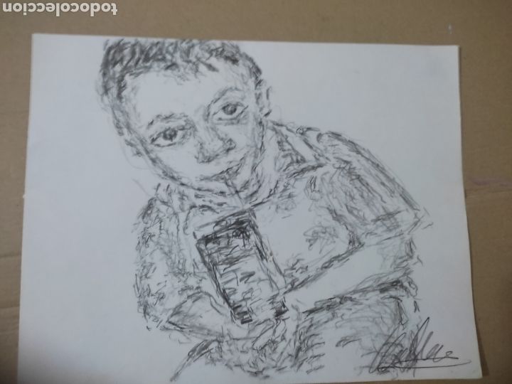 Arte: Ni&ntilde;o tomando zumo (original ) - Foto 4
