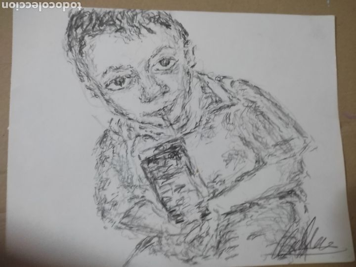 Arte: Ni&ntilde;o tomando zumo (original ) - Foto 5