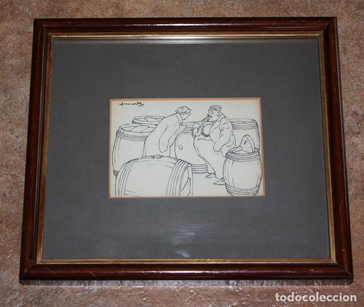 Arte: JOAN GARCIA JUNCEDA SUPERVIA (1881 - 1948) - BODEGUERO - DIBUJO TINTA.