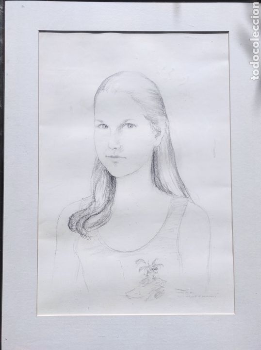 Arte: V. Hoffmann Retrato femenino. Con cristal y marco 86x65cm