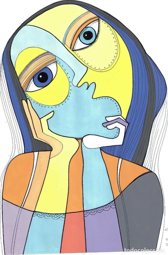 dibujo artístico retrato femenino surrealista a - Compra venta en  todocoleccion