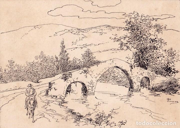 puente de san miguel (zaragoza) - 1902 - dibujo - Buy Contemporary drawings  of the XX century at todocoleccion - 302726303