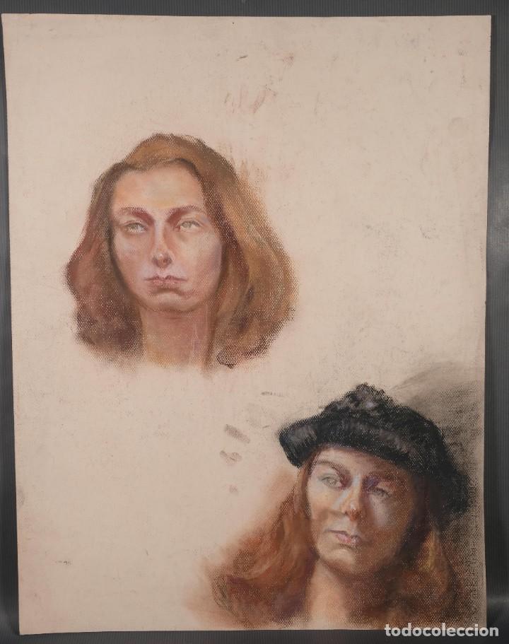 Arte: Dibujo pastel sobre papel Estudio de mujer