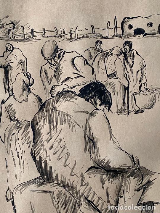 Arte: DIBUJO ORIGINAL A TINTA , ESCENA TIPICA EN PATERNA , VALENCIA , FIRMADO ROMERO EN 1958 - Foto 7 - 303585843