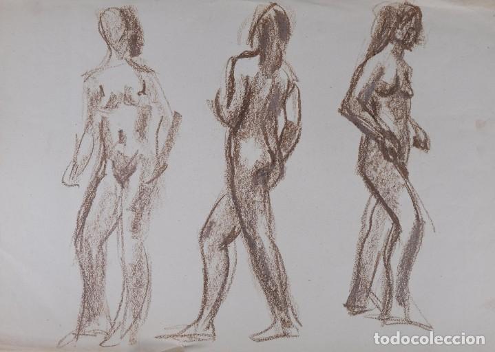 Arte: Dibujo a cera Estudio desnudo femenino