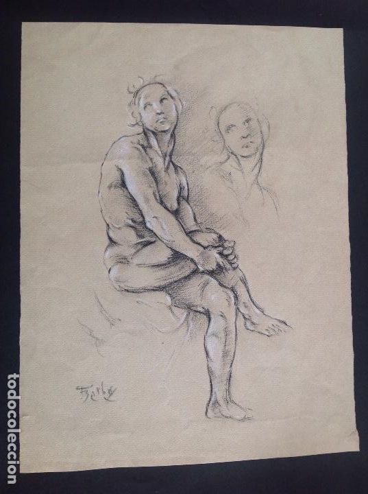 Arte: Juan Barba. Desnudo sentado. - Foto 1