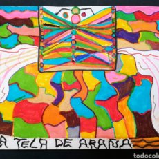 Arte: DIBUJO COLOREADO. - LA TELA DE ARAÑA - FIRMADO - OPS - ENVIO CERTIFICADO INCLUIDO.