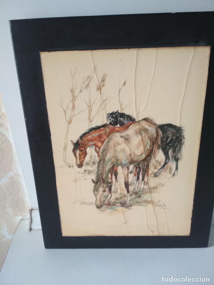 Arte: cuadro antiguo, de caballos, decoracion, - Foto 1