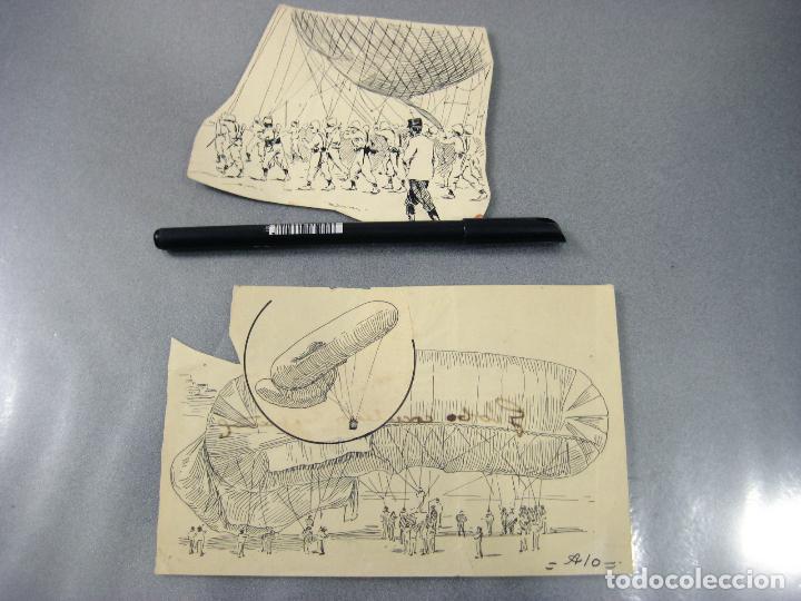 Kunst: PATEJA DE DIBUJOS A TINTA ORIGINALES DE AEROSTACI&Oacute;N MILITAR DE PRINCIPIOS DEL SIGLO XX