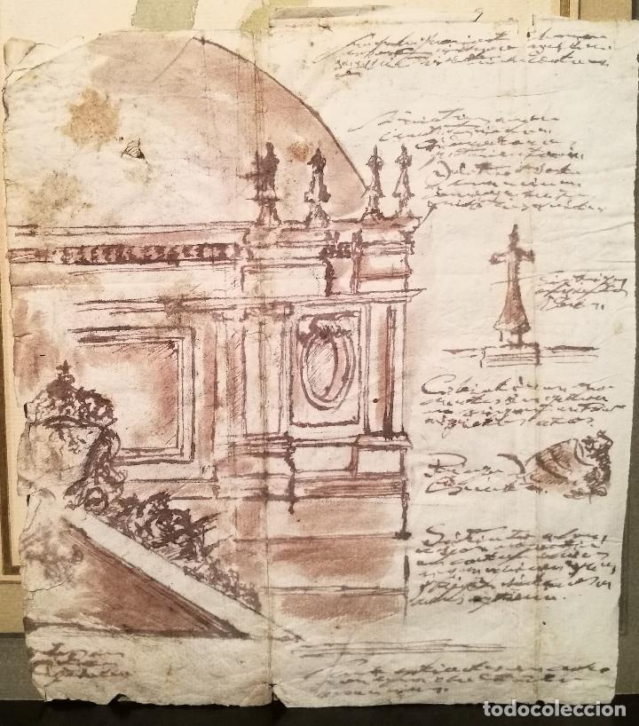 Arte: PROYECTO PARA UN EDIFICIO. ESCUELA ITALIANA DEL S.XVIII. - Foto 1