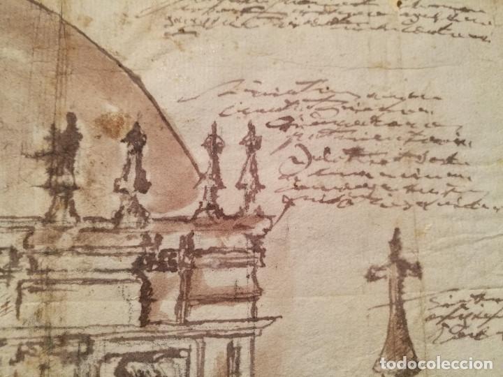 Arte: PROYECTO PARA UN EDIFICIO. ESCUELA ITALIANA DEL S.XVIII. - Foto 3