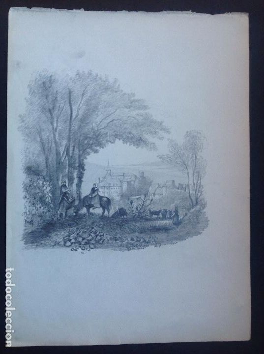 Arte: An&oacute;nimo. Vista de un pueblo. - Foto 1